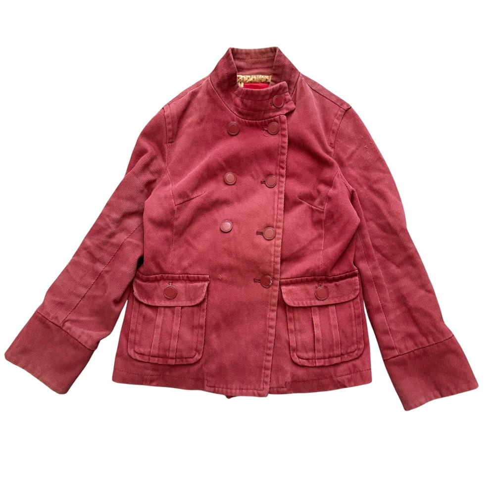 Mossimo Corduroy Military Jacket Double Breasted Y2K Boho Utility L Red Fall